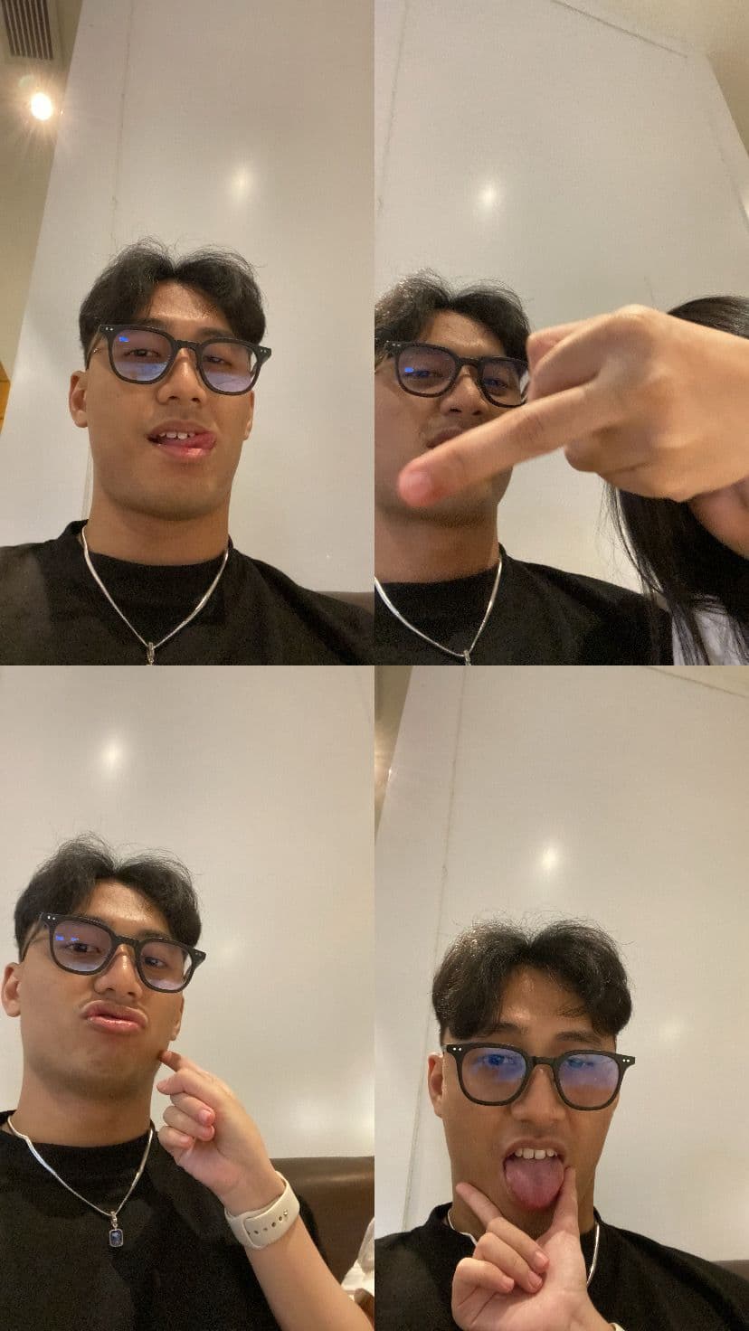 Kolase empat foto playful pasangan Nayla saat memakai kacamata hitam.